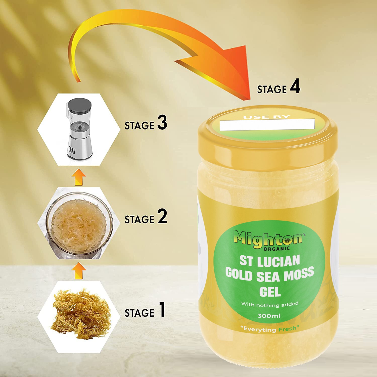 St Lucian Gold Sea Moss Gel | UK MADE | Fresh to Order | Organic | 100% Non GMO | Immune Support | Vegan | | Dr Sebi approved