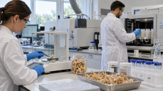A laboratory technician testing sea moss for heavy metals
