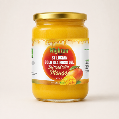 A jar of handmade Mango Sea Moss Gel 