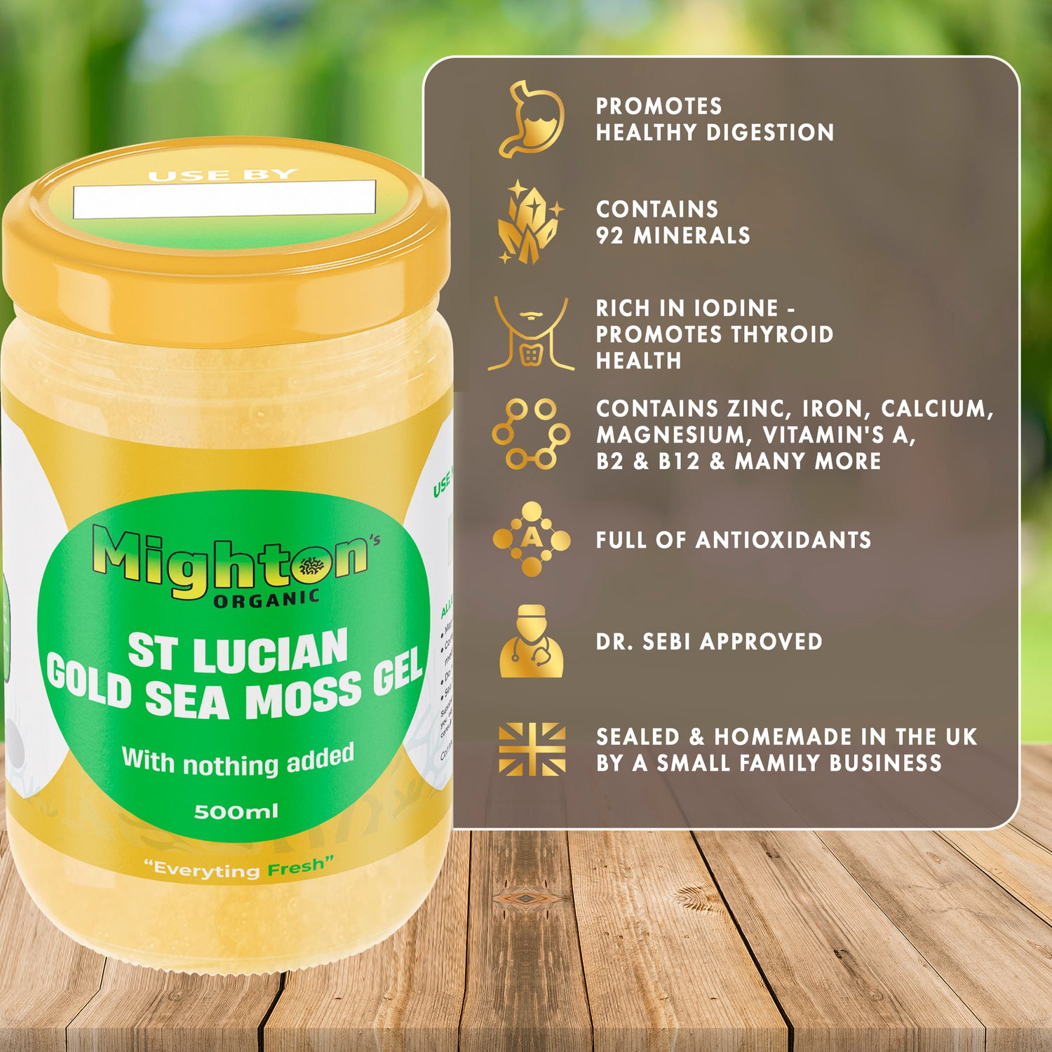 St Lucian Gold Sea Moss Gel | UK MADE | Fresh to Order | Organic | 100% Non GMO | Immune Support | Vegan | | Dr Sebi approved